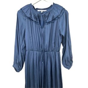 Collective Concepts Navy Blue Boho Long Sleeve Ruffle Midi Dress Size Small